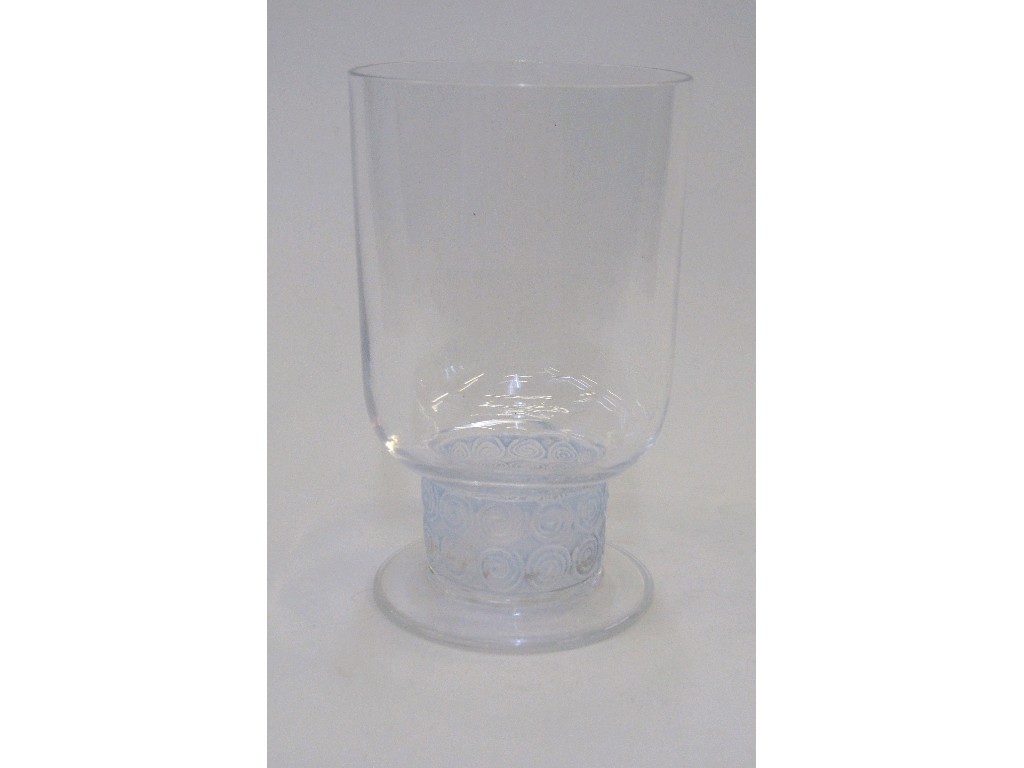 Appraisal: R Lalique glass with moulded and blue stained swirling decoration