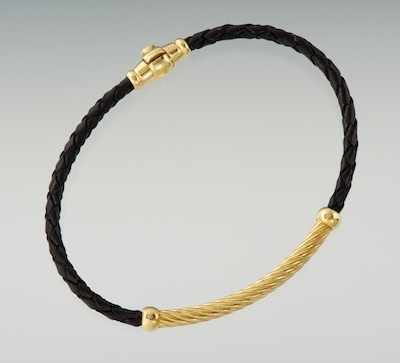 Appraisal: A David Yurman k Gold and Leather Bracelet k yellow