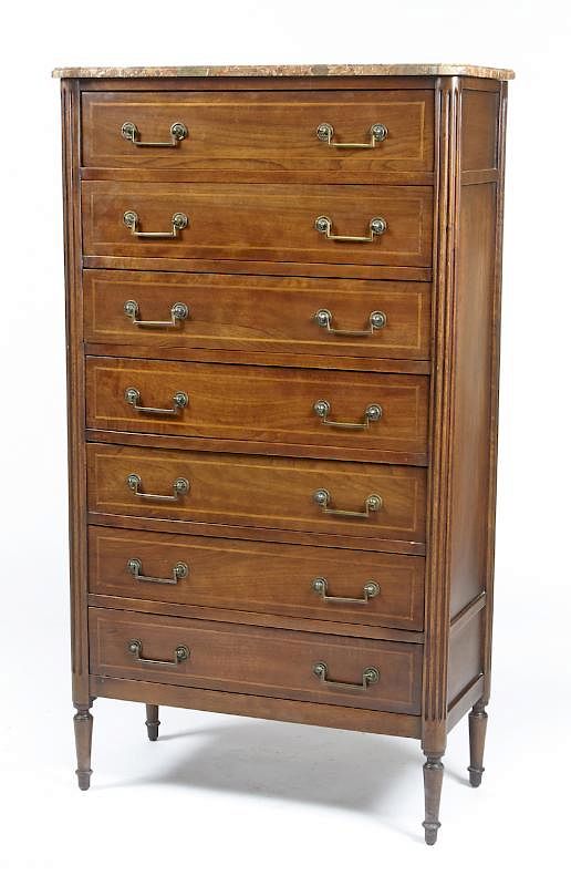 Appraisal: French walnut chest of drawers French walnut chest of drawers