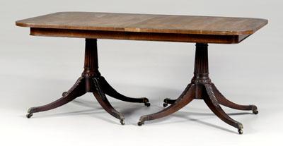 Appraisal: Regency style carved mahogany two-pedestal dining table each pedestal with