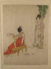 Appraisal: Elyse Ashe Lord - A colour print of two Chinese