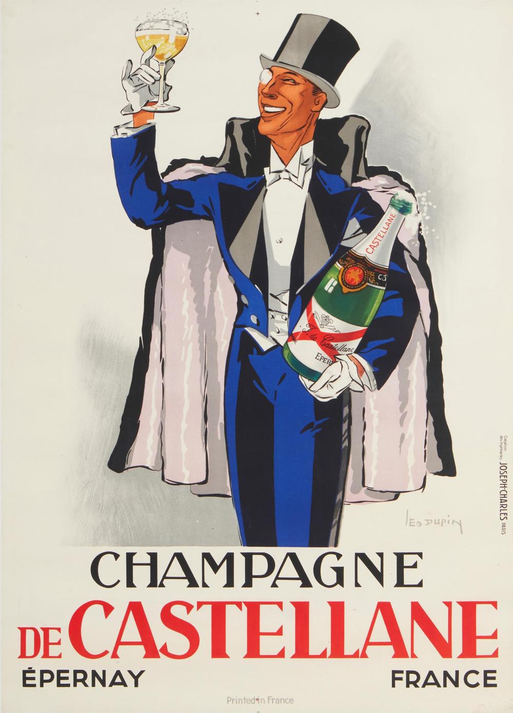 Appraisal: Leo Dupin - French Champagne de Castellane circa Lithograph in