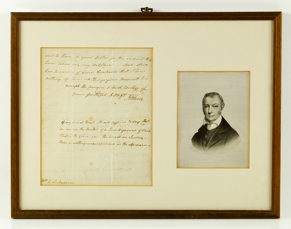 Appraisal: - Letter Signed by Aaron Burr Letter to Cornelia Hopkins