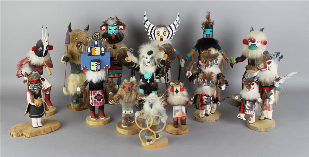 Appraisal: FOURTEEN KACHINA DOLLS BY ARTISTS INCLUDING CHANG BEBO HELL UGUNG