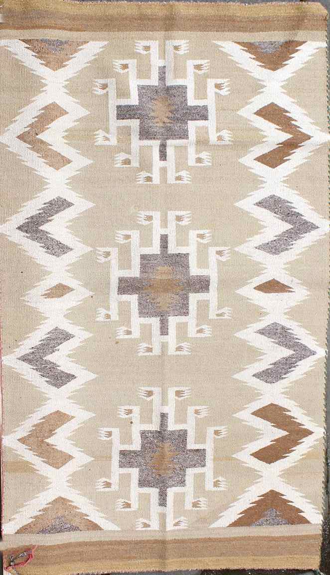 Appraisal: NATIVE AMERICAN RUG ' x ' '' Three stepped medallions