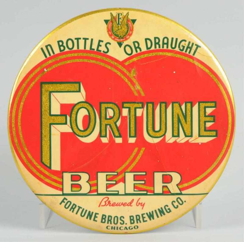 Appraisal: Fortune Beer Celluloid Button Sign Some cracking throughout but still