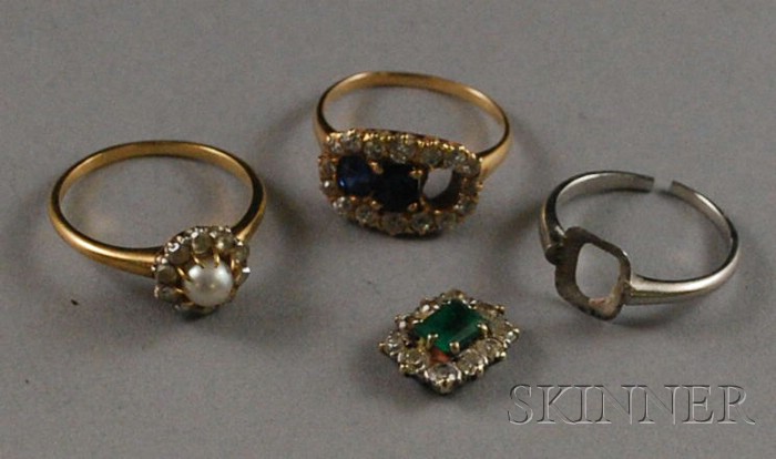 Appraisal: Three Gold Diamond and Gemstone Rings a kt gold diamond