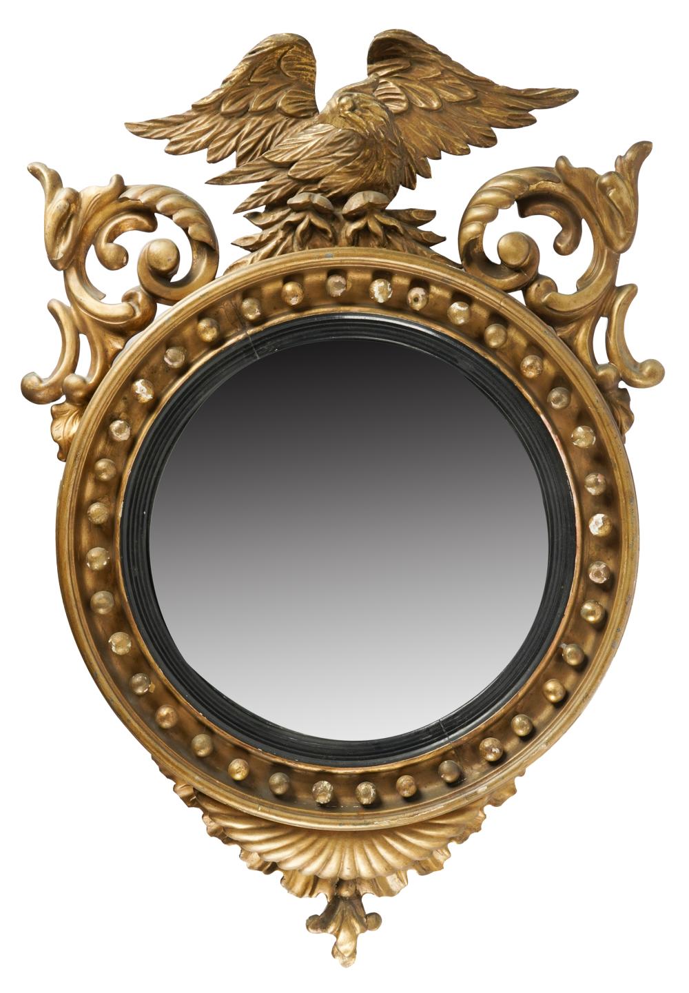 Appraisal: FEDERAL GILTWOOD BULLSEYE MIRRORthe convex plate crested by an eagle