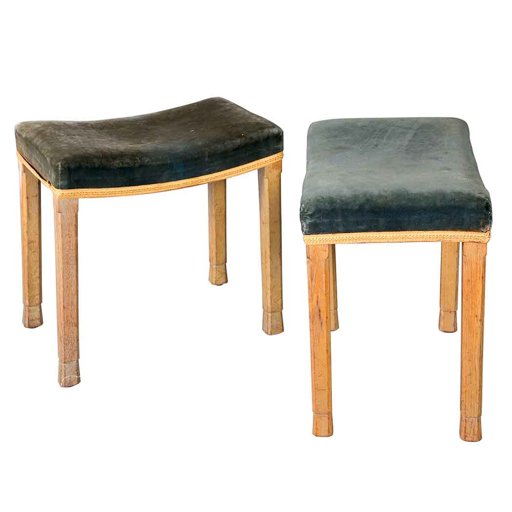 Appraisal: Pair of Elizabeth II Limed Oak Coronation Stools Together with