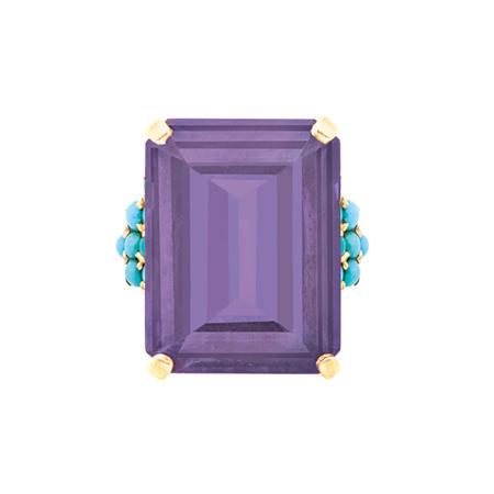 Appraisal: Gold Amethyst and Turquoise Ring Estimate -