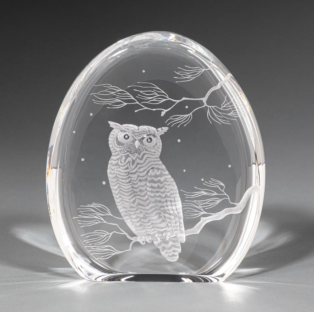 Appraisal: Steuben Glass Great Horned Owl designed by James Houston in