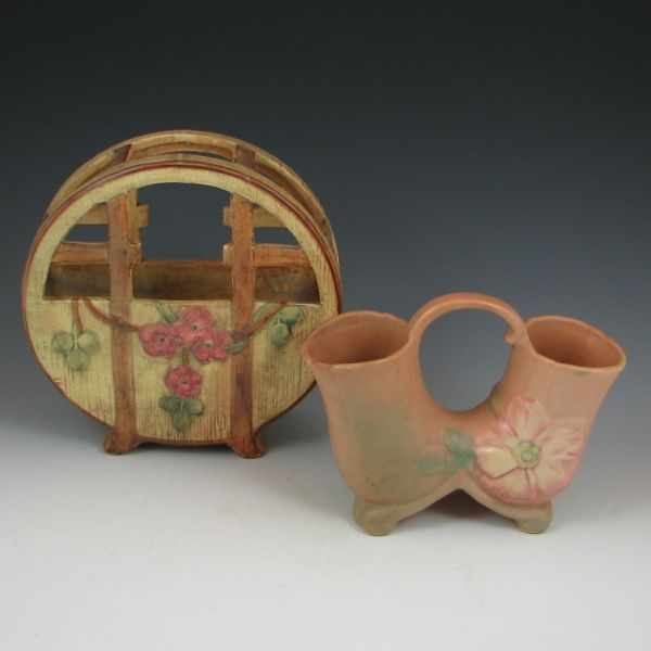 Appraisal: Weller Basket and Double Planter basket is yellow and brown