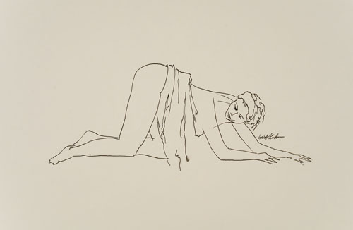 Appraisal: WALT KUHN Crouching Nude Felt-tip pen on cream wove paper