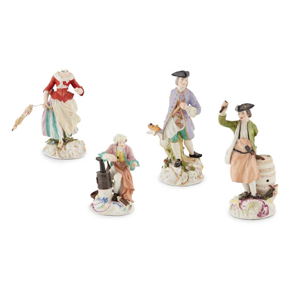 Appraisal: TWO MEISSEN FIGURES OF TRADESMEN MID TH CENTURY From a