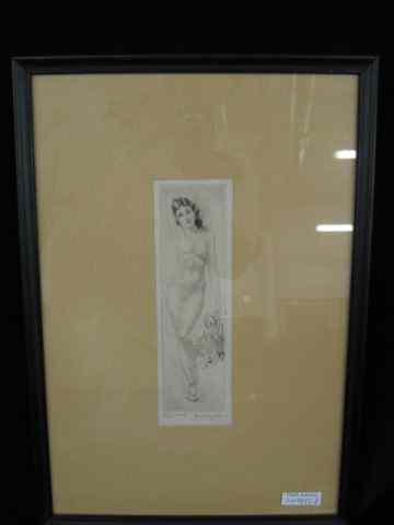 Appraisal: Morris Harvey Hobbs Etching ''Nude withBuddha Mask'' pencil signed image