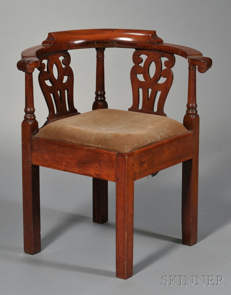 Appraisal: Chippendale Cherry Roundabout Chair Massachusetts or Connecticut late th century