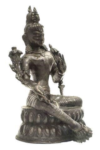 Appraisal: Patinated bronze Buddhist figure of Tara in a seated position