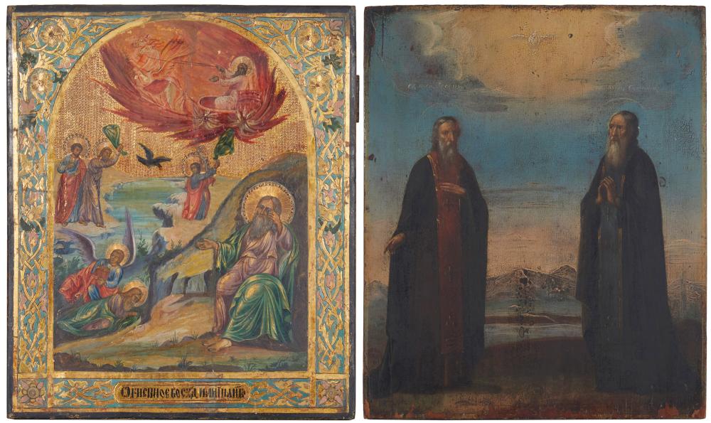 Appraisal: Two Russian Icons Late th early th Century Elijah Taken