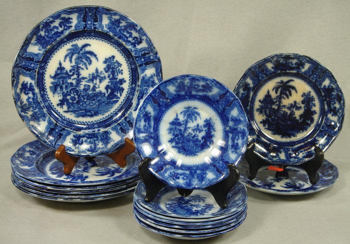 Appraisal: Staffordshire Kyber pattern blue transfer plates saucers by Adams plates