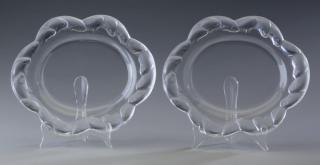 Appraisal: Lalique crystal platters marked long Pair of Lalique cut crystal