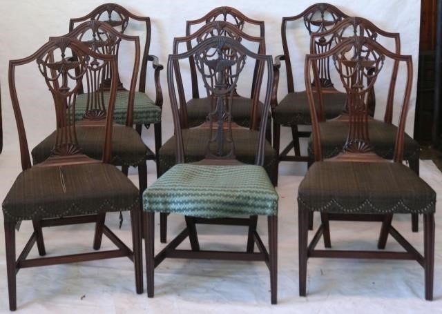 Appraisal: SET OF NINE MAHOGANY DINING CHAIRS SIX ARE THCENTURY PROBABLY