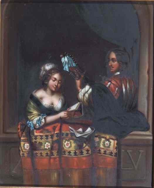 Appraisal: FLEMISH SCHOOLLute player performing for a young Lady unsigned oil