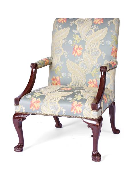 Appraisal: A George III style carved mahogany armchair height in width