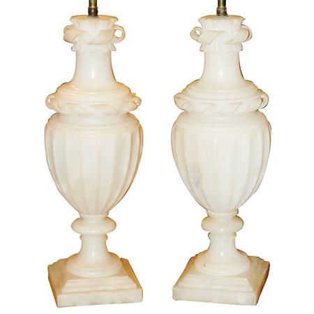 Appraisal: Pair of Neoclassical Style Alabaster Urns Estimate nbsp nbsp nbsp