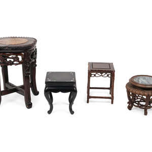 Appraisal: Four Chinese Jardini re Stands including two with marble inset