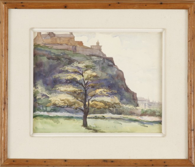 Appraisal: Mary Cable Butler Edinburgh Castle watercolor x sight signed verso