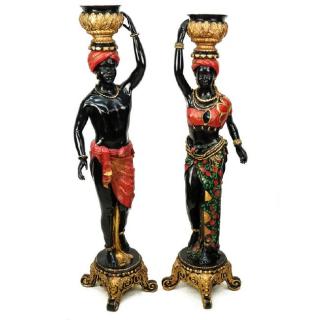 Appraisal: AFTER A MOREAU After A Mourear - blackamoor BRONZE sculptures