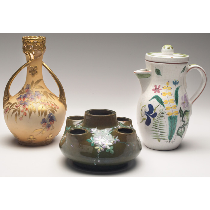 Appraisal: Paul Daschel vase double handled bulbous form with enameled lavender