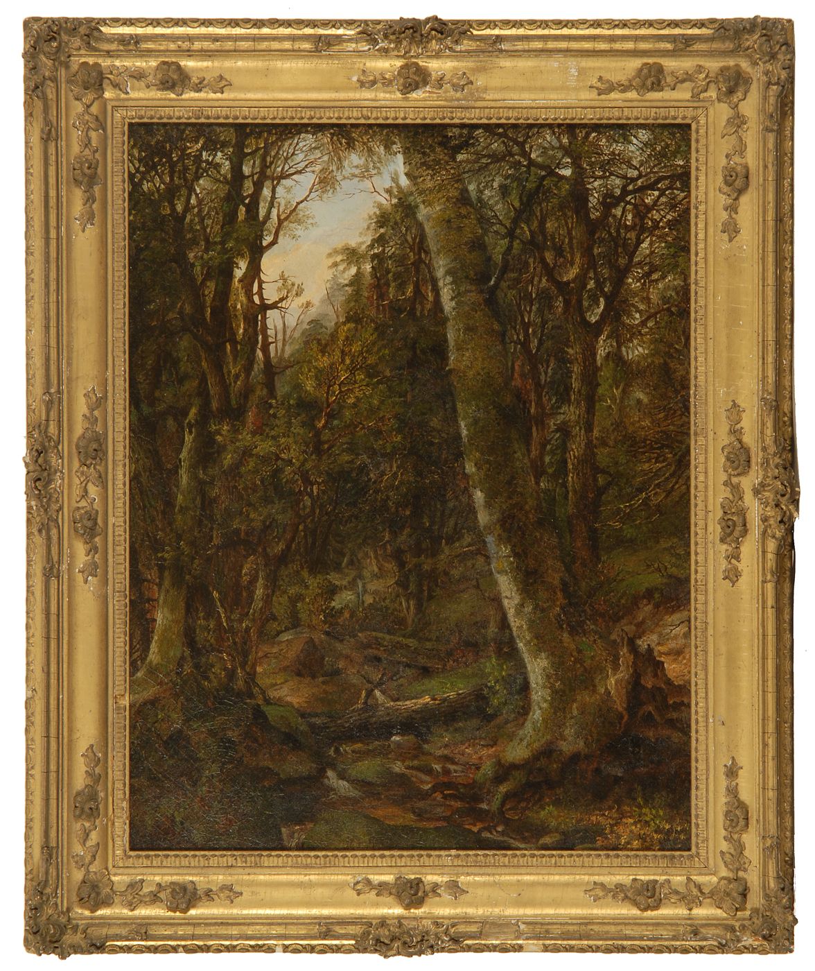 Appraisal: AMERICAN SCHOOL th CenturyWooded landscape Signed illegibly lower right Oil