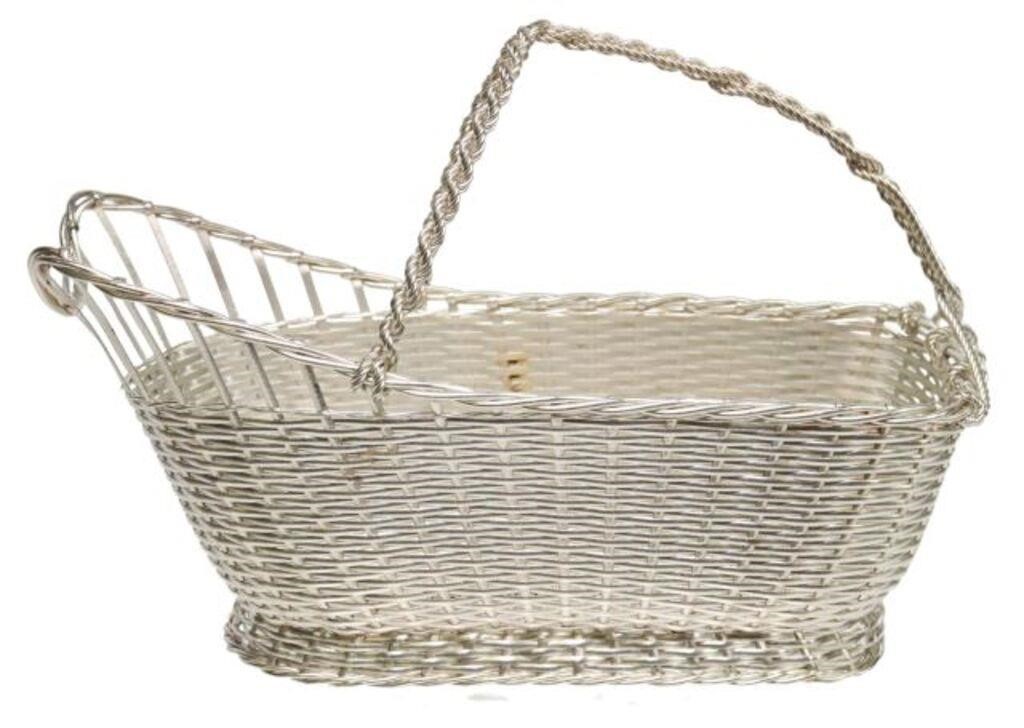 Appraisal: FRENCH CHRISTOFLE SILVERPLATE WINE BOTTLE BASKETFrench silverplate wine bottle basket