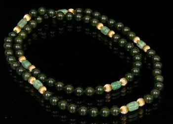 Appraisal: Ladies' Spinach Green Jade Bead Necklace The necklace is made