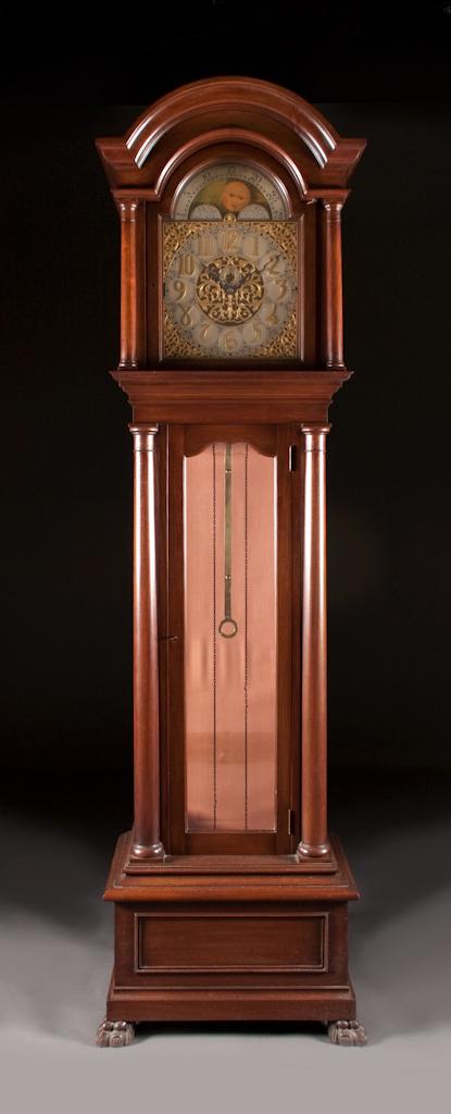 Appraisal: Classical Revival style mahogany and beveled glass tall case clock