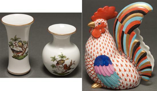 Appraisal: Herend porcelain figure of a rooster in the Rust Fishnet