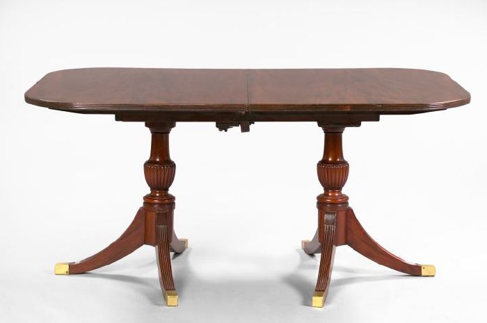 Appraisal: Regency-Style Mahogany Double-Pedestal Dining Table each pedestal with a reeded