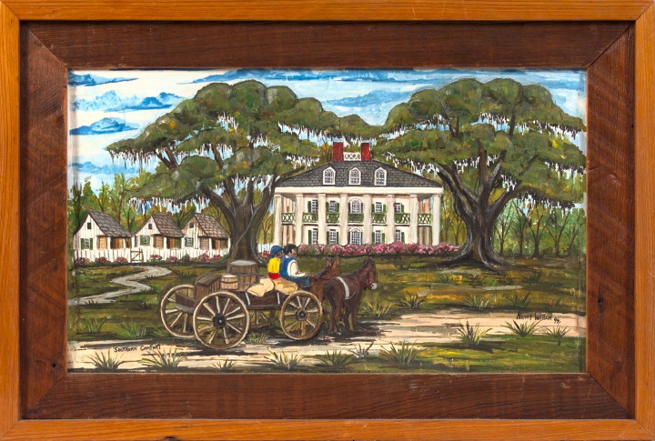 Appraisal: Henry Watson American Louisiana b Southern Comfort hand-painted bas-relief cypress