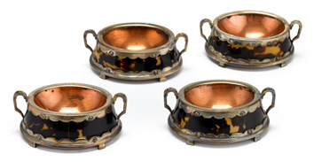 Appraisal: Set of four English sterling silver copper and tortoiseshell open