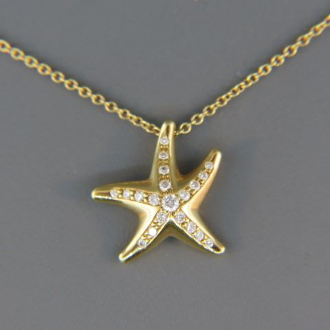 Appraisal: Tiffany Diamond Starfish Pendant by Elsa Peretti diameter with diamonds