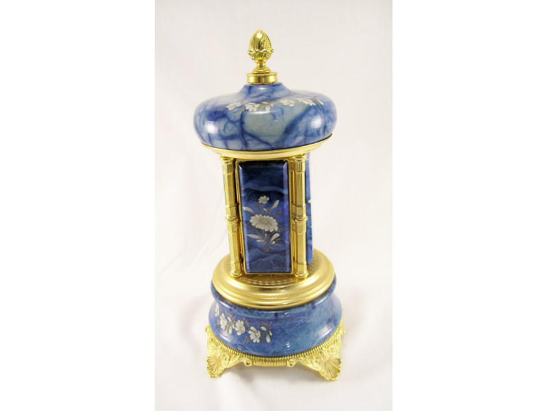 Appraisal: Musical Carousel Brass and porcelain body Finial on top turns