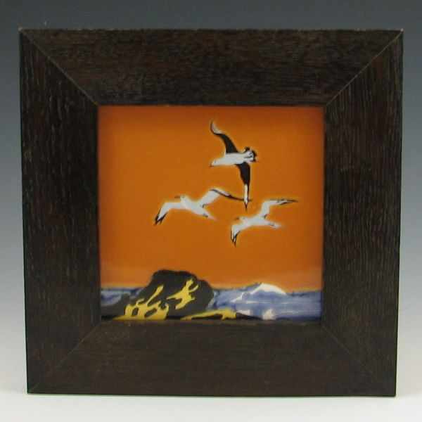 Appraisal: Dec Art framed tile of sea gulls Marked H C