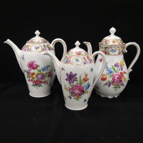 Appraisal: Schumann Empress Dresden Flowers Porcelain Pcoffeepot teapot and demitasse gold