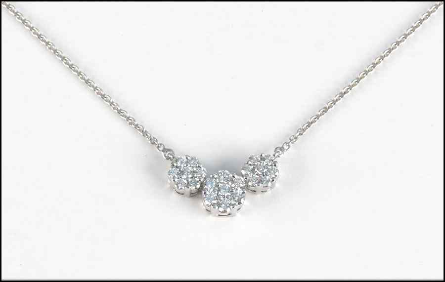 Appraisal: DIAMOND AND KARAT WHITE GOLD NECKLACE Round diamonds are F-G