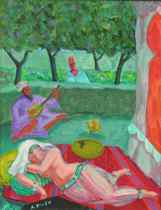 Appraisal: Angelo Raphael Pinto American - Odalisque Resting Acrylic on board