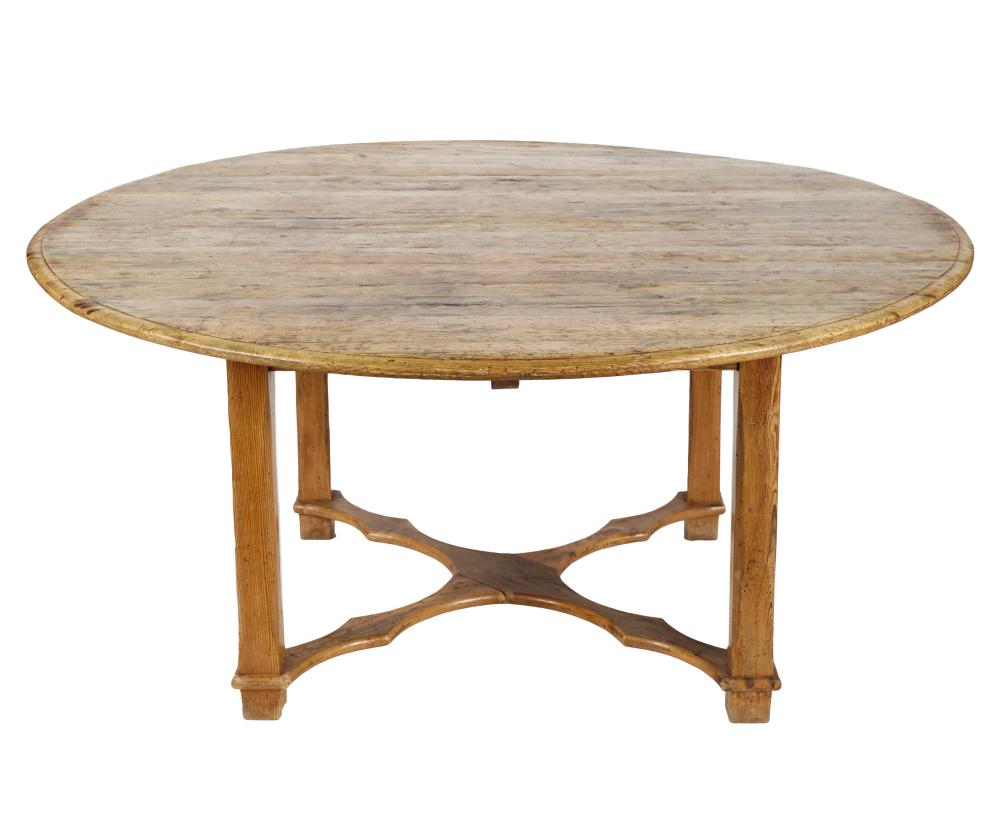 Appraisal: NORMAN LEAR RUSTIC PINE DINING TABLE th century with round