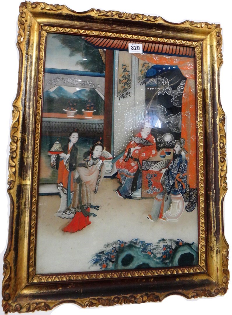 Appraisal: A Chinese reverse glass painting th century painted with an