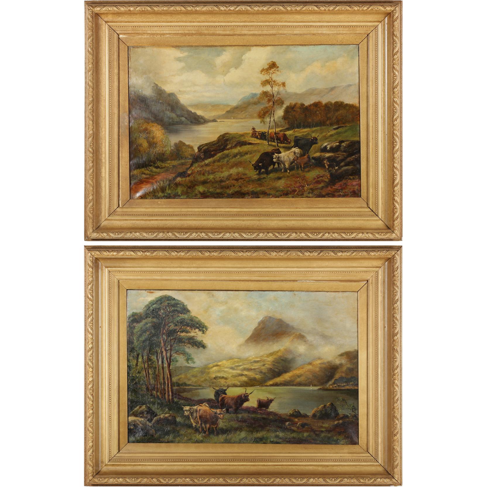 Appraisal: Pair of Victorian Scottish Highlands Landscape Paintings by William Glover