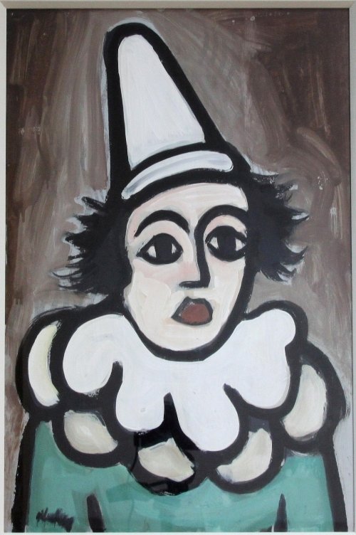 Appraisal: John Markey Robinson Irish - ARR Clown signed Markey oil